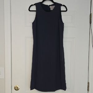 Eddie Bauer Classic Silk Navy Midi Dress